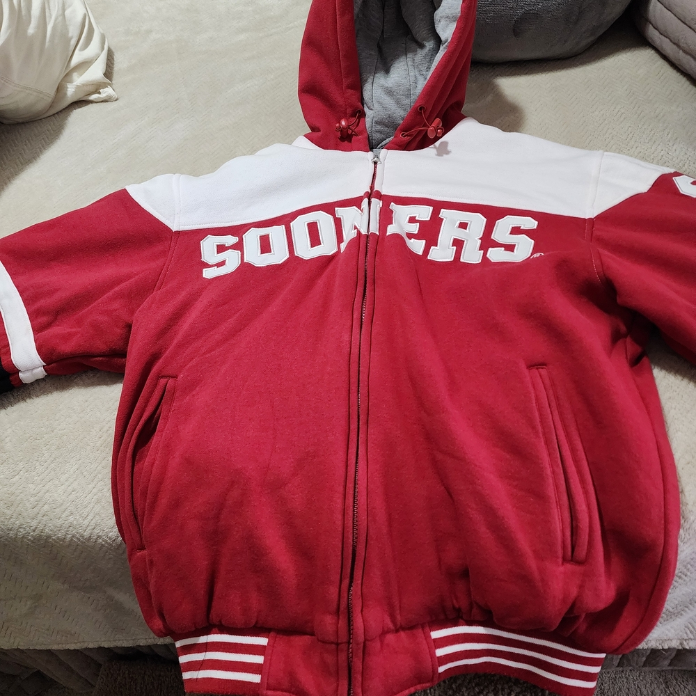 Ladies Red and White Sooners Jacket Size M Like New!!!